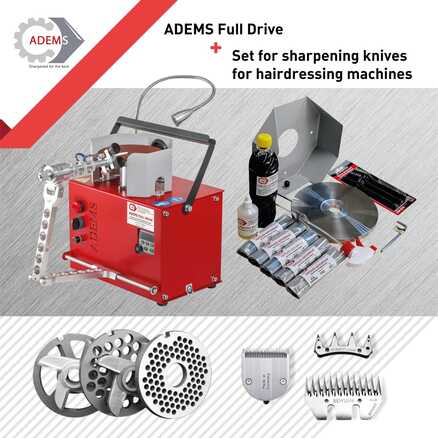 ADEMS Full Drive + Set for sharpening knives for hairdressing machines